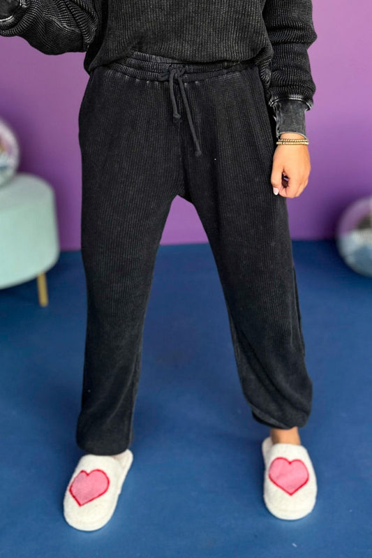 Black Elastic Waistband Ribbed Pants, must have pants, must have style, must have comfortable style, fall fashion, fall style, street style, mom style, elevated comfortable, elevated loungewear, elevated style, shop style your senses by mallory fitzsimmons