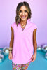 SSYS Lilac Frill Neck Cap Sleeve V Neck Tunic, active top, lilac top, mom style, athleisure, shop style your senses by mallory fitzsimmons