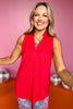 SSYS Red Sleeveless Frill V Neck Active Top, Ssys athlesiure, Spring athleisure, athleisure, elevated athleisure, signature active tank, must have active tank , athletic active tank, athletic style, mom style, shop style your senses by mallory fitzsimmons, ssys by mallory fitzsimmons