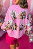 Queen Of Sparkles Pink Gingerbread House Sweatshirt,  queen of sparkles, holiday sweatshirt, glam holiday, sparkly holiday, must have holiday, must have sweatshirt, must have sparkle, elevated sweatshirt, mom style, shop style your senses by mallory fitzsimmons