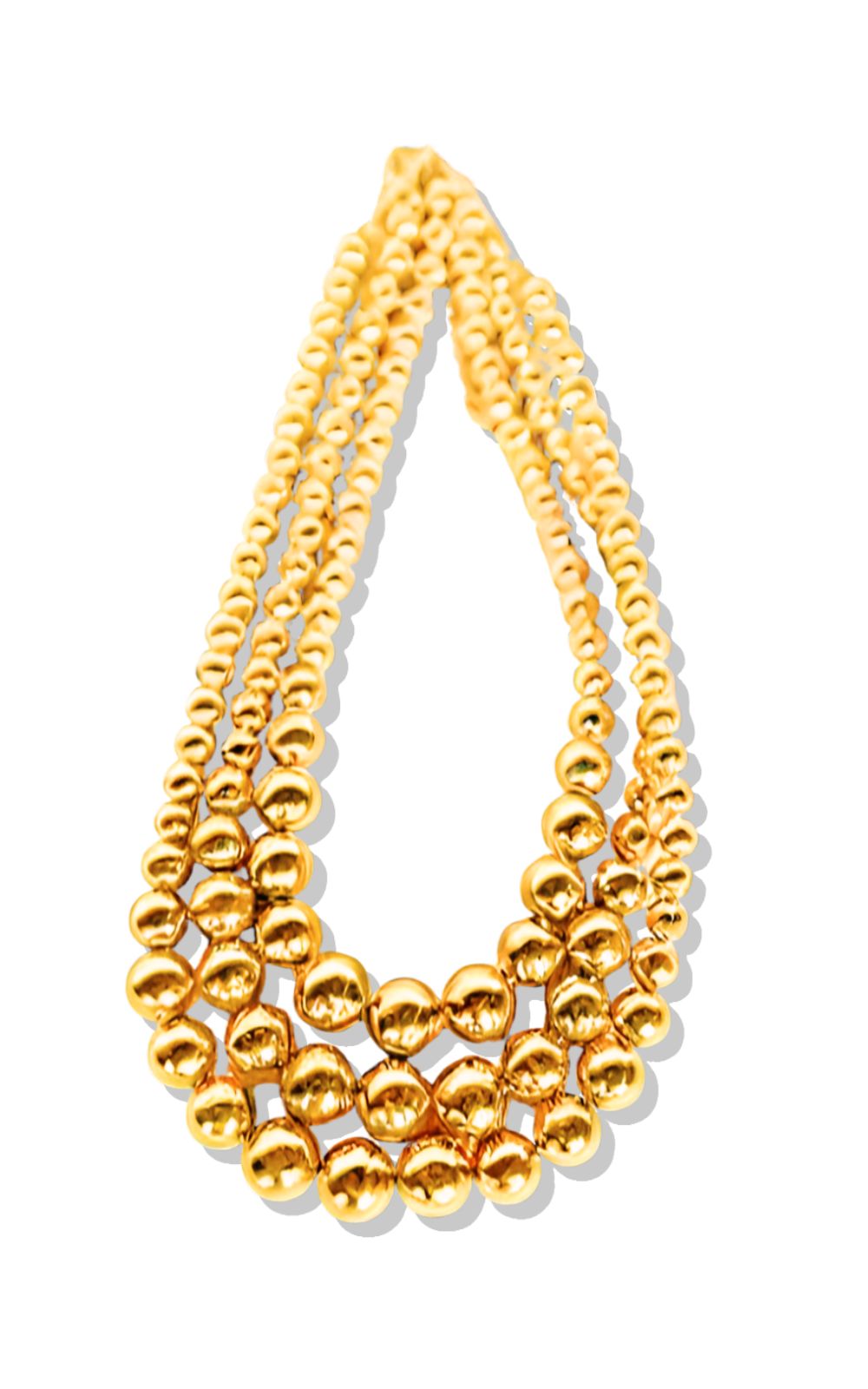 Gold Triple Layer Metal Ball Statement Necklace