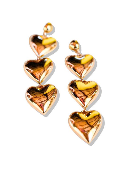 Gold Multi Heart Statement Earrings