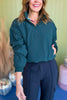 Green Mock Neck Quarter Zip Pullover, must have pullover, must have style, comfy style, comfortable fashion, affordable fashion, elevated pullover, elevated style, mom style, must have basic, elevated basic, shop style your senses by mallory fitzsimmons