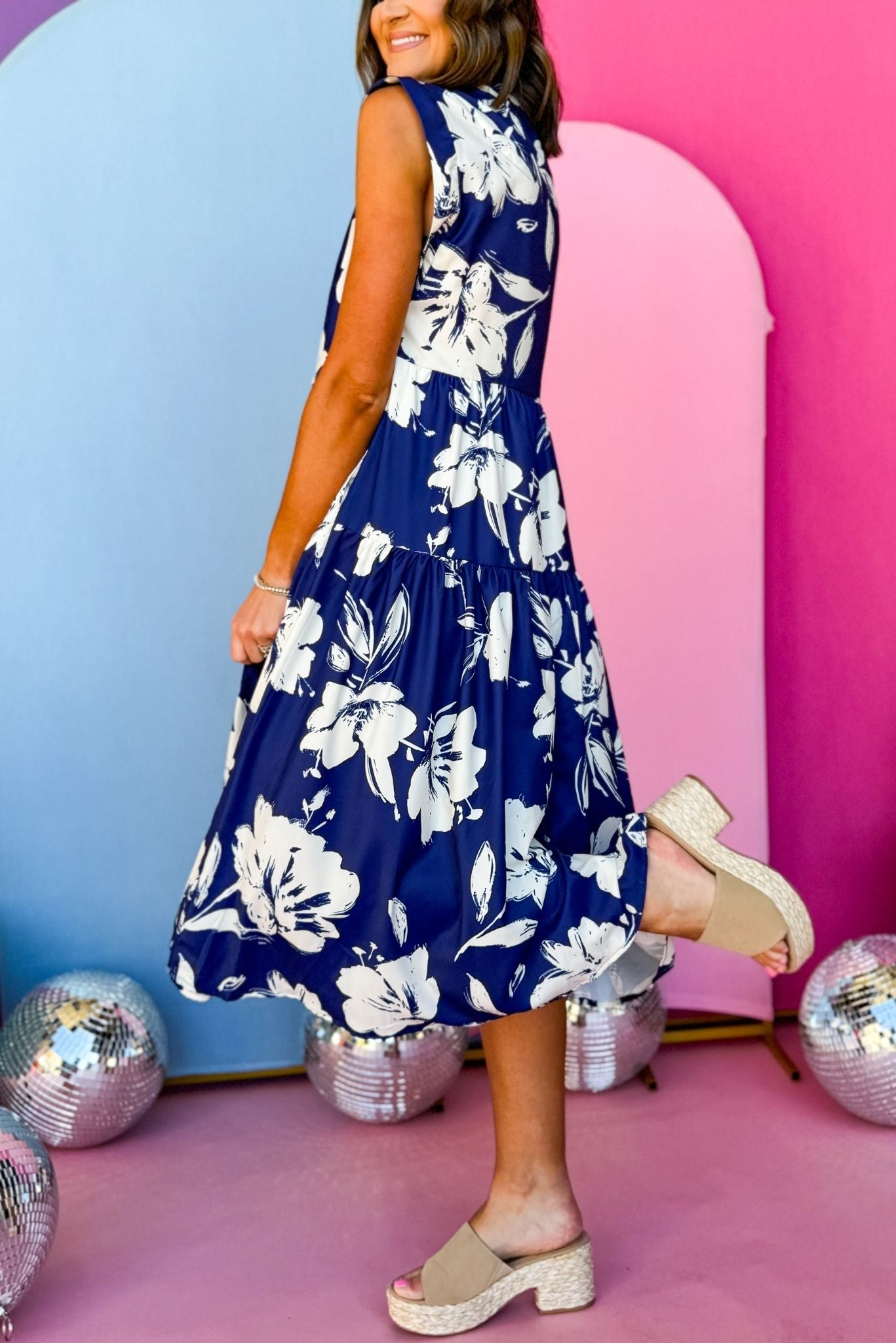 Blue Floral Print Collared Cap Sleeve Maxi Dress, must have dress, must have style, brunch style, spring fashion, elevated style, elevated dress, mom style, shop style your senses by mallory fitzsimmons, ssys by mallory fitzsimmons