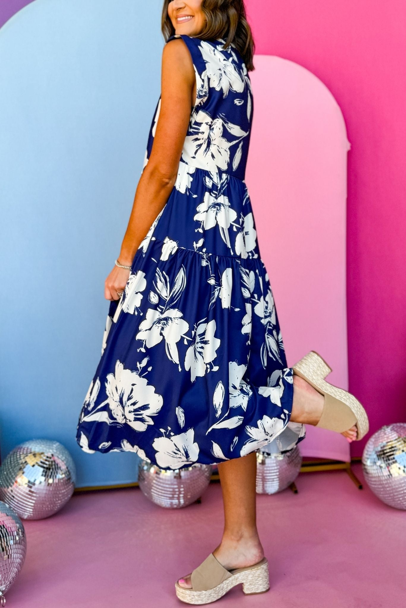 Blue Floral Print Collared Cap Sleeve Maxi Dress *FINAL SALE* – SSYS