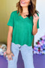Green Drop Shoulder V Neck Short Sleeve Knit Top *FINAL SALE*, Saturday steals, must have top, knit top, elevated top, everyday top, mom style, casual style, v neck top, easy style, summer style, summer top, shop style your senses by Mallory Fitzsimmons, ssys by Mallory Fitzsimmons  Edit alt text