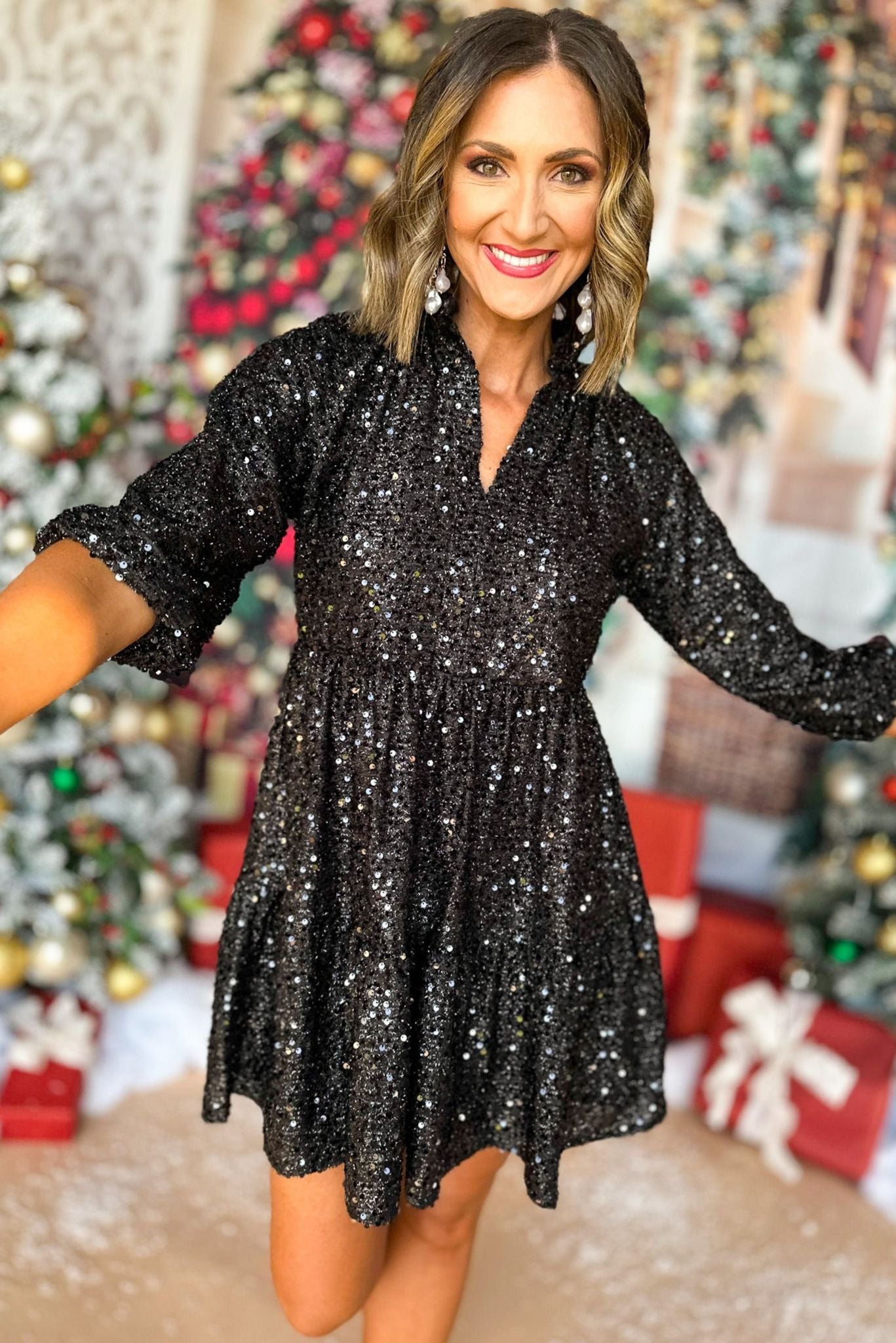 SSYS The Gloria Dress In Black, must have dress, must have style, holiday style, holiday fashion, elevated style, elevated dress, mom style, holiday collection, holiday dress, shop style your senses by mallory fitzsimmons