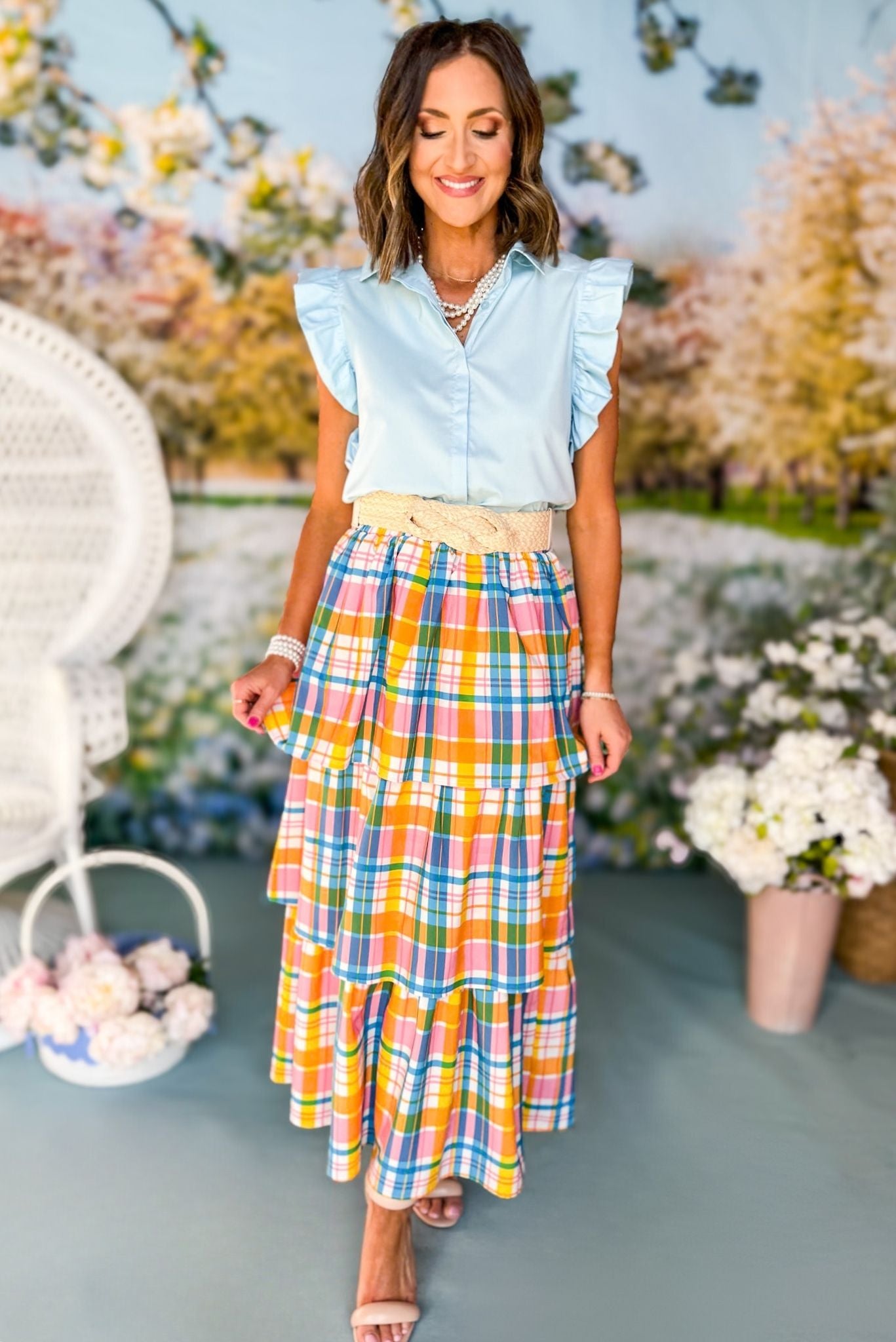 SSYS The Eve Tiered Maxi Skirt In Plaid, ssys the label, must have skirt, printed skirt, easter skirt, must have easter skirt, spring fashion, mom style, brunch style, church style, shop style your senses by mallory fitzsimmons, ssys by mallory fitzsimmons
