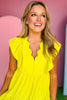 Chartreuse V Scallop Neck Ruffle Short Sleeve Tiered Midi Dress, scallop detail. dress, must have dress, must have style, weekend style, brunch style, spring fashion, elevated style, elevated style, mom style, shop style your senses by mallory fitzsimmons, ssys by mallory fitzsimmons  Edit alt text
