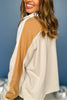 Ecru Colorblock Half Zip Up Front Raw Edge Pullover, pullover, half zip pullover, raw edge pullover, must have pullover, elevated pullover, elevated style, summer pullover, summer style, Shop Style Your Senses by Mallory Fitzsimmons, SSYS by Mallory Fitzsimmons