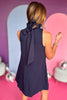 Navy Ruffle High Neck Sleeveless Dress, must have dress, must have style, office style, spring fashion, elevated style, elevated dress, mom style, work dress, shop style your senses by mallory fitzsimmons
