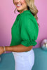 Green V Ruffle Neck Textured Knit Top, must have top, must have style, brunch style, summer style, spring fashion, elevated style, elevated top, mom style, shop style your senses by mallory fitzsimmons, ssys by mallory fitzsimmons