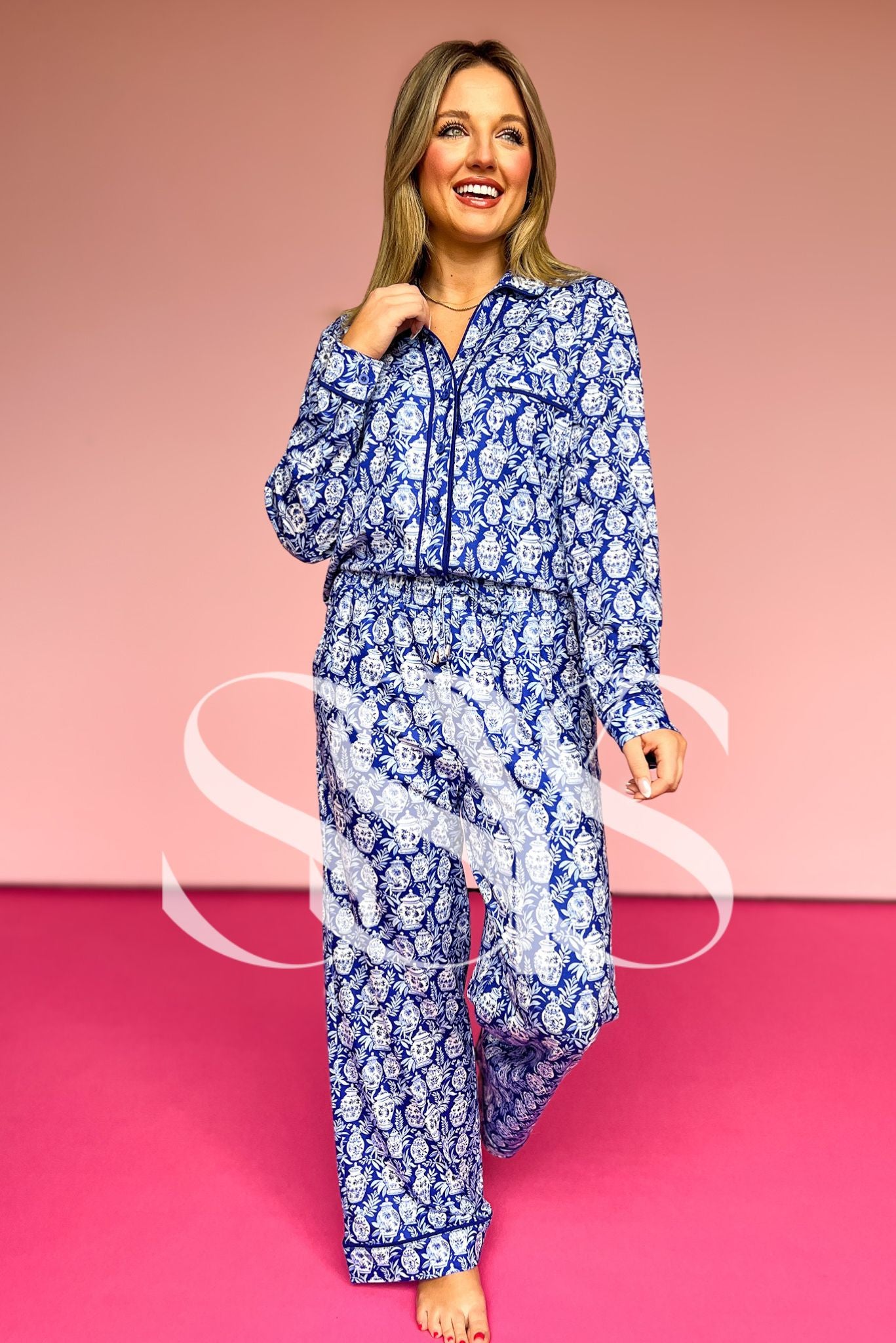 SSYS Millie Long Sleeve Blue Jars Pajamas Set