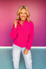 SSYS Fawn Waffle Knit Cropped Shacket Top In Dark Pink *FINAL SALE*