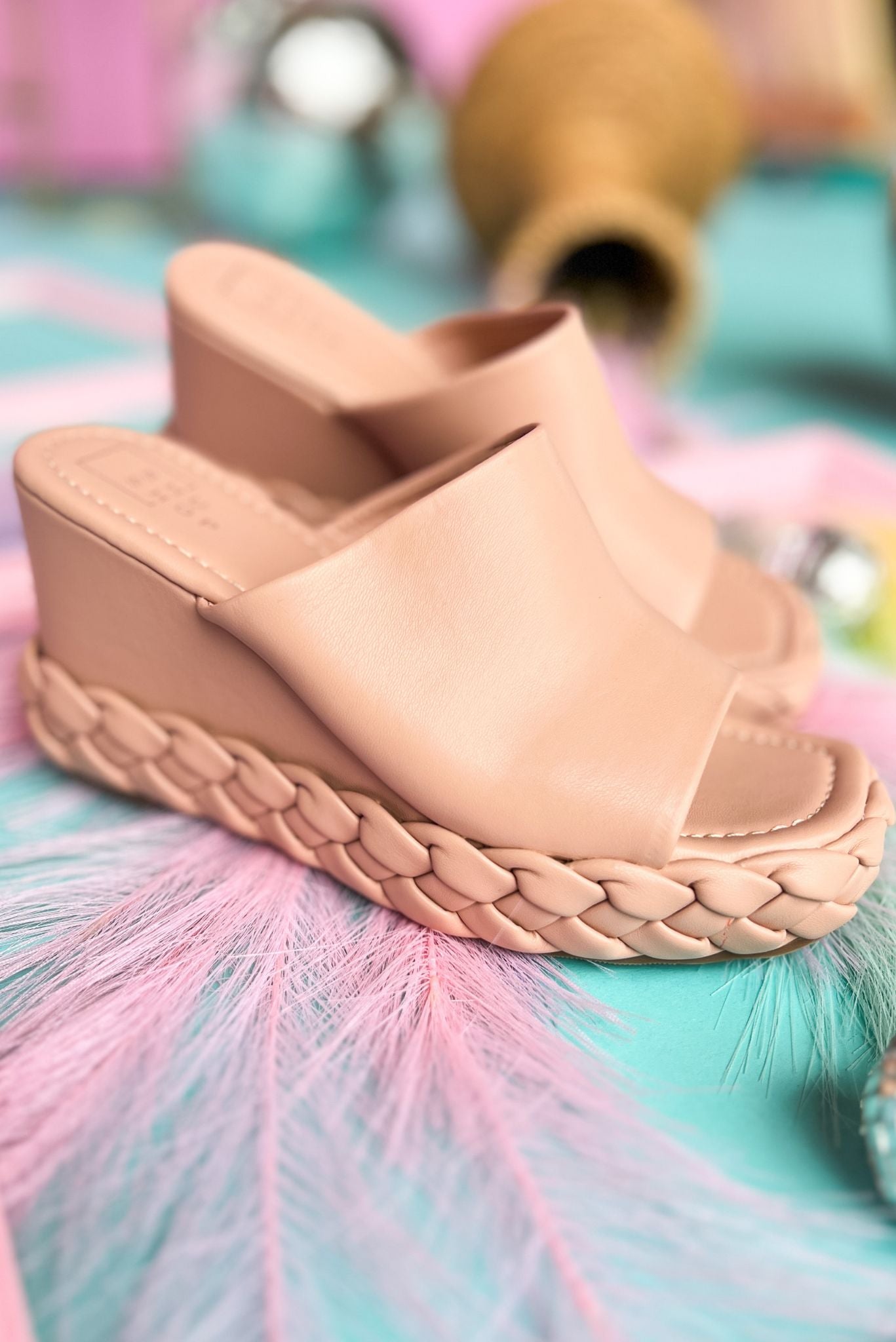 Shu Shop Nude Braided Wedge Heels