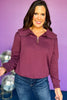 SSYS The Lucy Pullover In Eggplant, elevated top, elevated style, fall top, fall style, must ahve top, must have style, must have fall, scallop detail, mom style, ssys the label, shop style your senses by mallory fitzsimmons