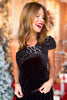 SSYS Cherish Sequin One Shoulder Top In Black Velvet