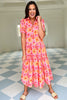 SSYS The Short Sleeve Emery Midi Dress In Pink Orange Daisy, ssys the label, ssys dress, floral dress, must have dress, must have style, weekend style, brunch style, spring fashion, elevated style, elevated style, mom style, shop style your senses by mallory fitzsimmons, ssys by mallory fitzsimmons