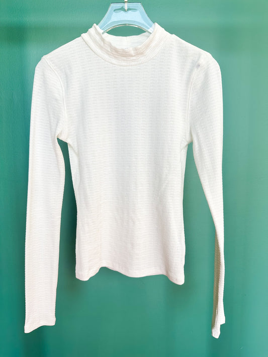 Off White Textured High Neck Top *FINAL SALE*
