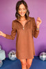 SSYS The Long Sleeve Everyday Dress In Mocha, SSYS the label, everyday dress, must have dress, must have style, fall style, fall fashion, elevated style, elevated dress, mom style, fall collection, fall dress, shop style your senses by mallory fitzsimmons