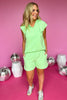 SSYS Green Sleeveless Hooded Sweatshirt Top and Shorts Set, hoodie, matching set, elastic waistband, travel set, travel look, ssys, shop style your senses by mallory fitzsimmons