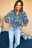 Navy Floral Printed Chiffon Tie Neck Long Sleeve Top, elevated top, elevaed style, must have top, must have style, fall top, printed top, mom style, fall fashion, shop style your senses by mallory fitzsimmons