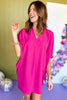 Magenta V Neck Half Sleeve Tulip Hem Dress, must have dress, must have style, church style, spring fashion, elevated style, elevated dress, mom style, work dress, shop style your senses by mallory fitzsimmons, ssys by mallory fitzsimmons