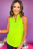 SSYS Lime Sleeveless Frill V Neck Active Top, top, active top, sleeveless top, frill v neck top, lime top, lime active top, lime sleeveless top, lime frill v neck top, must have top, must have active top, elevated top, elevated active top, elevated style, elevated athleisure, Shop Style Your Senses by Mallory Fitzsimmons, SSYS by Mallory Fitzsimmons