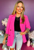 Hot Pink Animal Print Detail Front Pocket Blazer, must have blazer, animal print blazer, elevated blazer, pink blazer, office style, work to weekend, mom style, shop style your senses by mallory fitzsimmons