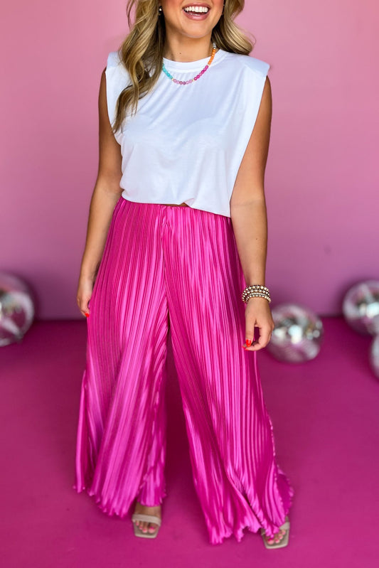 Pink Micro Pleated Wide Leg Pants, pants, micro pleated detail pants, wide leg pants, pink pants, pink micro pleated detail pants, pink wide leg pants, pink silk pants, must have pants, elevated pants, elevated style, summer pants, summer style, Shop Style Your Senses by Mallory Fitzsimmons, SSYS by Mallory Fitzsimmons