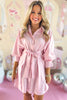 Baby Pink Collared Button Down Tie Waist Dress, Western dress, western style, rodeo style, concert style, must have concert, must have style, elevated dress, elevated style, spring style, mom style, shop style your senses by Mallory Fitzsimmons, says by Mallory Fitzsimmons