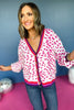 Magenta Animal Printed Jacquard Knit Button Front Cardigan, elevated style, elevated cardigan, must have style, must have print, must have cardigan, mom style, fun mom style, fun mom cardigan, fall style, fall cardigan, shop style your senses by mallory fitzsimmons