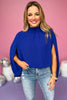 Royal Blue Textured High Neck Cape Top, must have top, must have style, brunch style, church style, spring fashion, elevated style, elevated top, mom style, shop style your senses by mallory fitzsimmons, ssys by mallory fitzsimmons