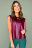 SSYS Metallic Muscle Cut Active Top In Maroon