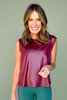 SSYS Metallic Muscle Cut Active Top In Maroon