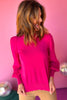 Hot Pink Textured Stripe Bubble Sleeve Lightweight Sweater, must have sweater, must have style, must have fall, fall collection, fall fashion, elevated style, elevated sweater, mom style, fall style, shop style your senses by mallory fitzsimmons