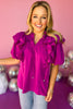 Fuchsia Frilled Tie Neck Bubble Ruffle Sleeve Top, must have top, must have style, must have fall, fall collection, fall fashion, elevated style, elevated top, mom style, fall style, shop style your senses by mallory fitzsimmons