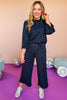SSYS The Parker Set In Navy Animal Print, ssys the label, must have set, must have style, elevated set, matching set, elevated style, elevated comfy, comfortable fashion, travel set, mom style, travel style, shop style your senses by mallory fitzsimmons