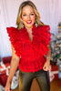 Red Crochet Ruffle Detail Sleeveless Top, must have top, must have style, elevated top, elevated style, holiday style, holiday fashion, elevated holiday, holiday collection, affordable fashion, mom style, shop style your senses by mallory fitzsimmons