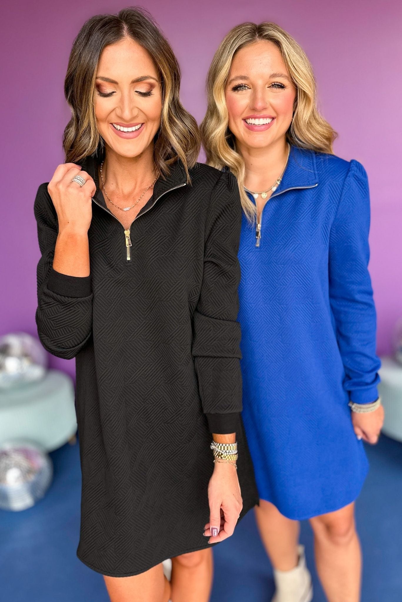 SSYS The Long Sleeve Everyday Dress In Royal, SSYS the label, everyday dress, must have dress, must have style, fall style, fall fashion, elevated style, elevated dress, mom style, fall collection, fall dress, shop style your senses by mallory fitzsimmons