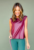 SSYS Metallic Muscle Cut Active Top In Maroon