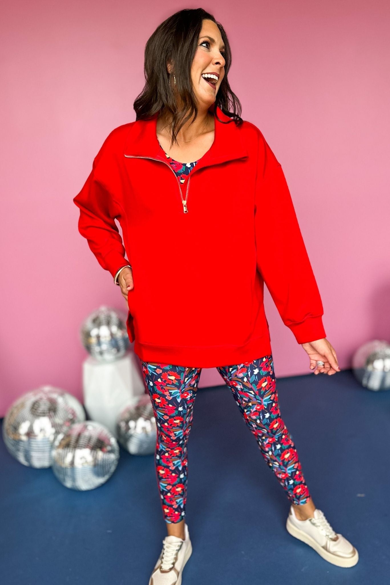 SSYS The Ainsley Pullover In Red, must have pullover, must have athleisure, elevated style, elevated athleisure, mom style, active style, active wear, fall athleisure, fall style, comfortable style, elevated comfort, shop style your senses by mallory fitzsimmons