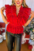 Red Crochet Ruffle Detail Sleeveless Top, must have top, must have style, elevated top, elevated style, holiday style, holiday fashion, elevated holiday, holiday collection, affordable fashion, mom style, shop style your senses by mallory fitzsimmons