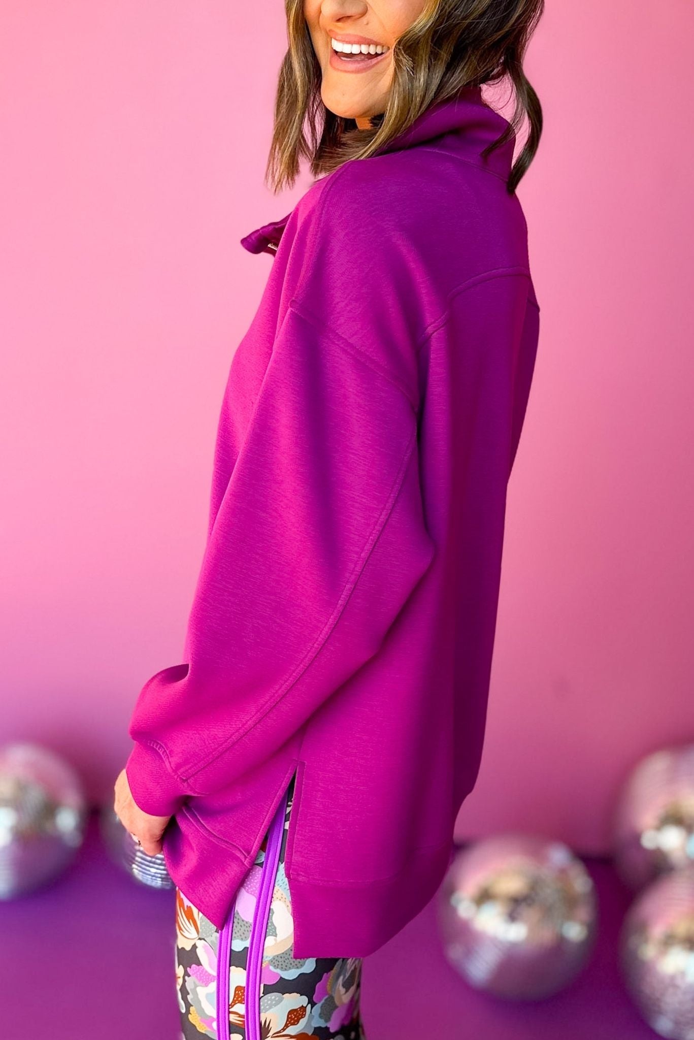 SSYS The Ainsley Air Pullover In Magenta, must have pullover, must have athleisure, elevated style, elevated athleisure, mom style, active style, active wear, fall athleisure, fall style, comfortable style, elevated comfort, shop style your senses by mallory fitzsimmons