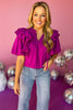 Fuchsia Frilled Tie Neck Bubble Ruffle Sleeve Top, must have top, must have style, must have fall, fall collection, fall fashion, elevated style, elevated top, mom style, fall style, shop style your senses by mallory fitzsimmons