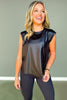 SSYS Metallic Muscle Cut Active Top In Black