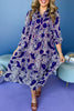 Purple Paisley Printed Split Neck Tiered 3/4 Balloon Sleeve Midi Dress, must have dress, must have style, office style, spring fashion, elevated style, elevated dress, mom style, work dress, shop style your senses by mallory fitzsimmons