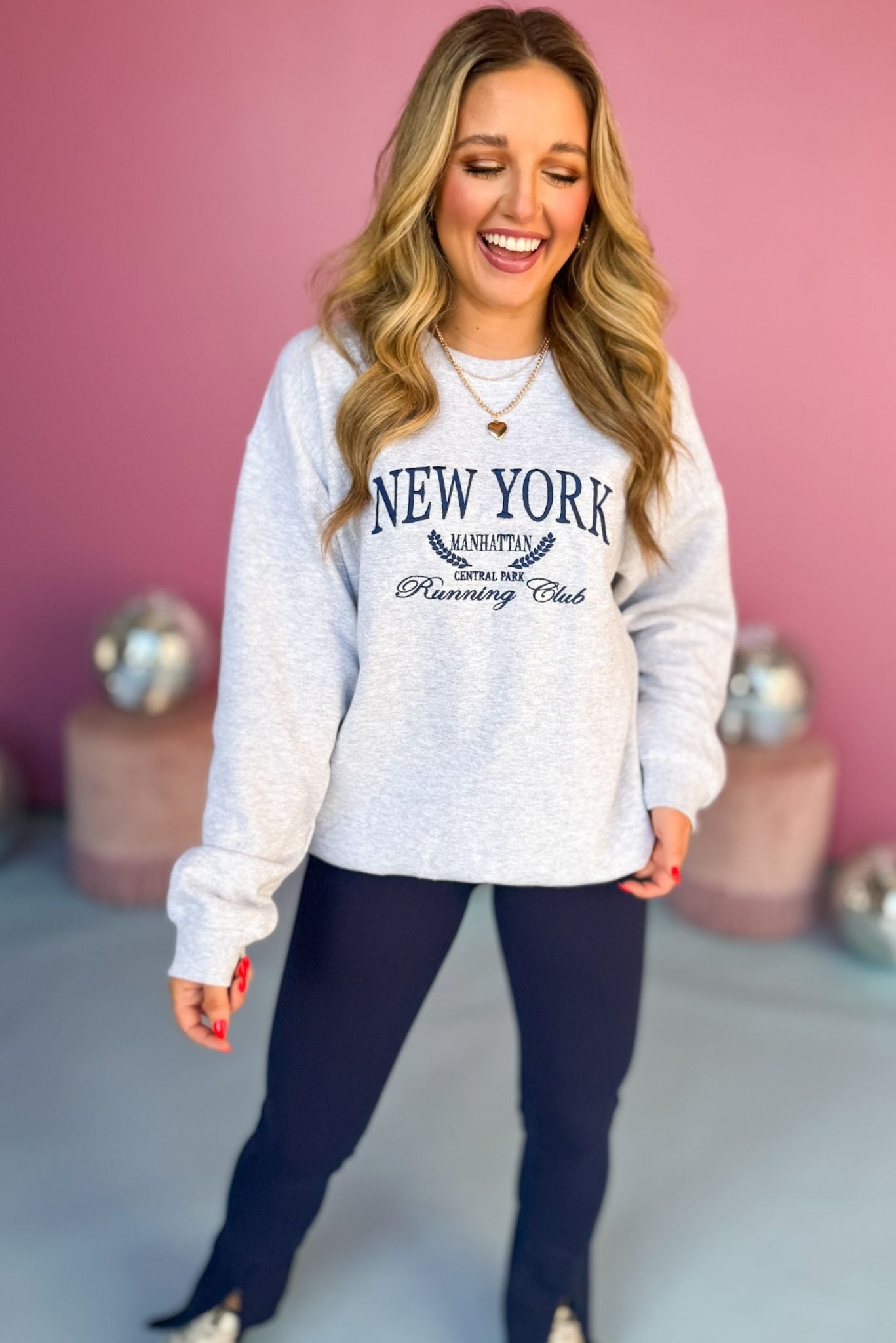 Ash Grey New York Running Club Graphic Sweatshirt, must have sweatshirt, elevated sweatshirt, graphic sweatshirt, must have style, comfortable style, casual fashion, mom style, shop style your senses by mallory fitzsimmons