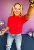 Red Puff Short Sleeve Sweater Top, elevated style, elevated sweater, short sleeve sweater, fall style, fall fashion, must have style, must have basic, fall basic, mom style, affordable fashion, shop style your senses by mallory fitzsimmons