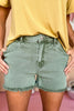 Olive Green Raw Hem Denim Shorts, Denim Shorts, Raw Hem Shorts, Summer Shorts, Summer Style, Mom Style, Shop Style Your Senses by Mallory Fitzsimmons